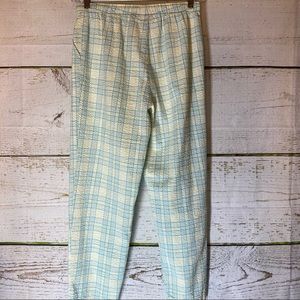 MT LAKE Seersucker Pants Teal & Yellow Size M